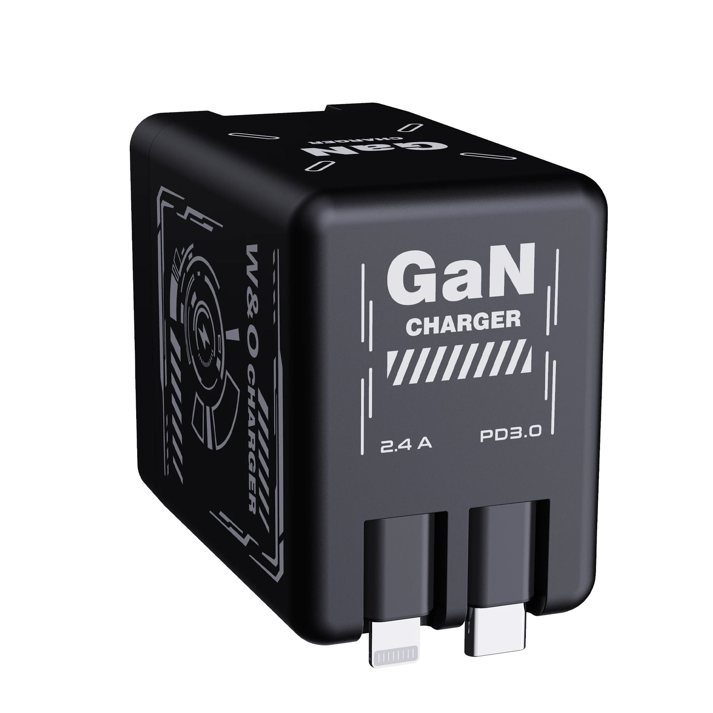 Chargeur rapide rétractable intelligent GaN 20 W – Double PD + USB