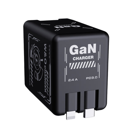 Chargeur rapide rétractable intelligent GaN 20 W – Double PD + USB