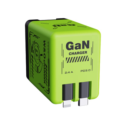 Chargeur rapide rétractable intelligent GaN 20 W – Double PD + USB